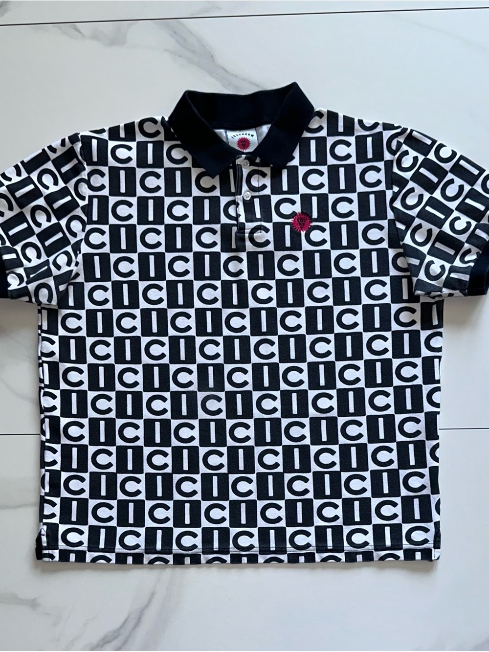 Icecream IC Monogram Polo Shirt Black White Size Large